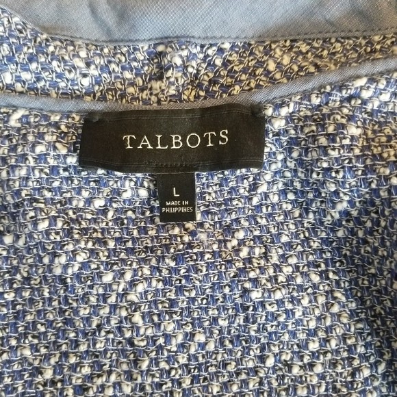 TALBOTS  Women's BLUE & WHITE TWEED JACKET Size Large - Picture 11 of 12